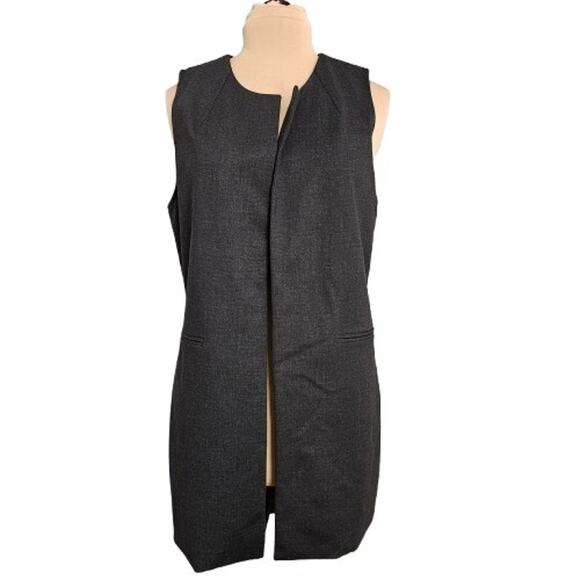 Cabi Vest Womens Medium Gray Blazer Sleeveless Open Front Longline High Low - Picture 1 of 14